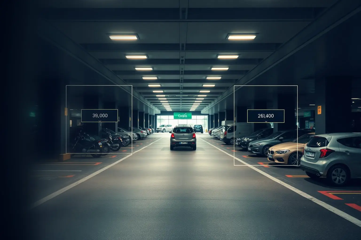 Cámara con IA detectando vehículos en un parking: matrícula, tipo, color y marca